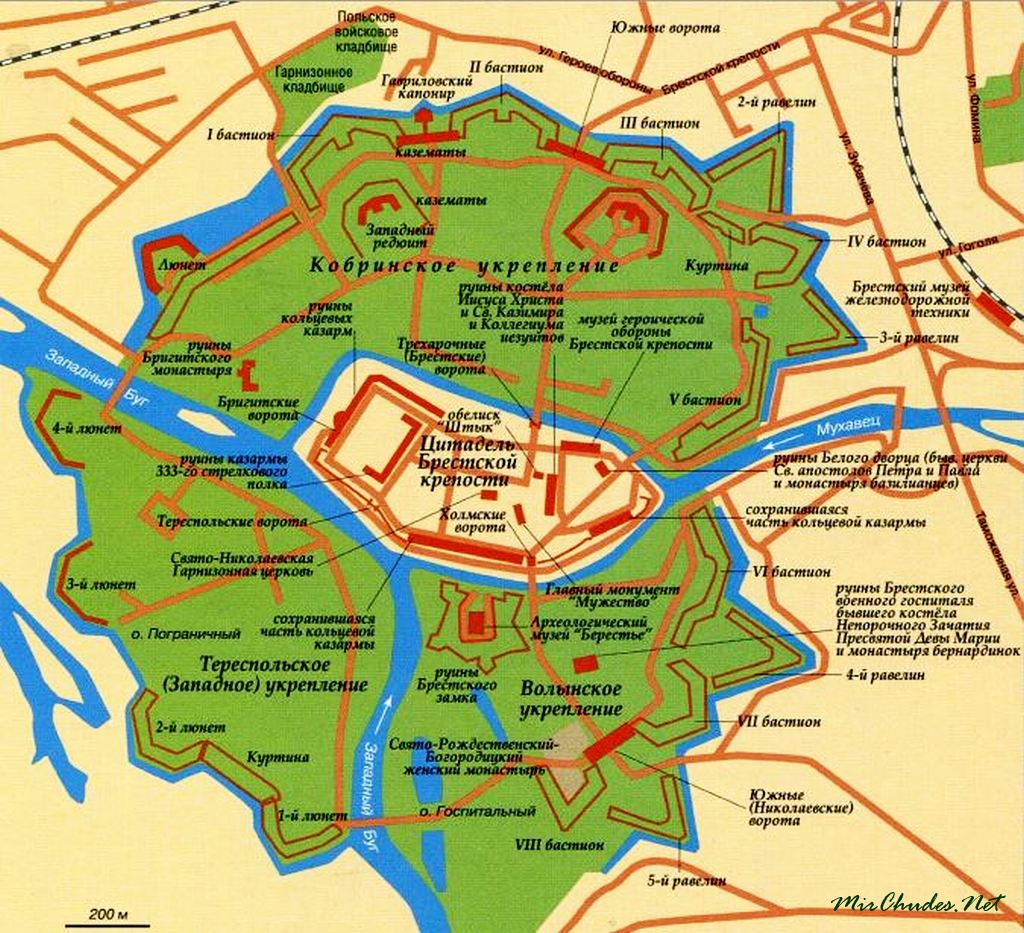 Карта Брестской крепости